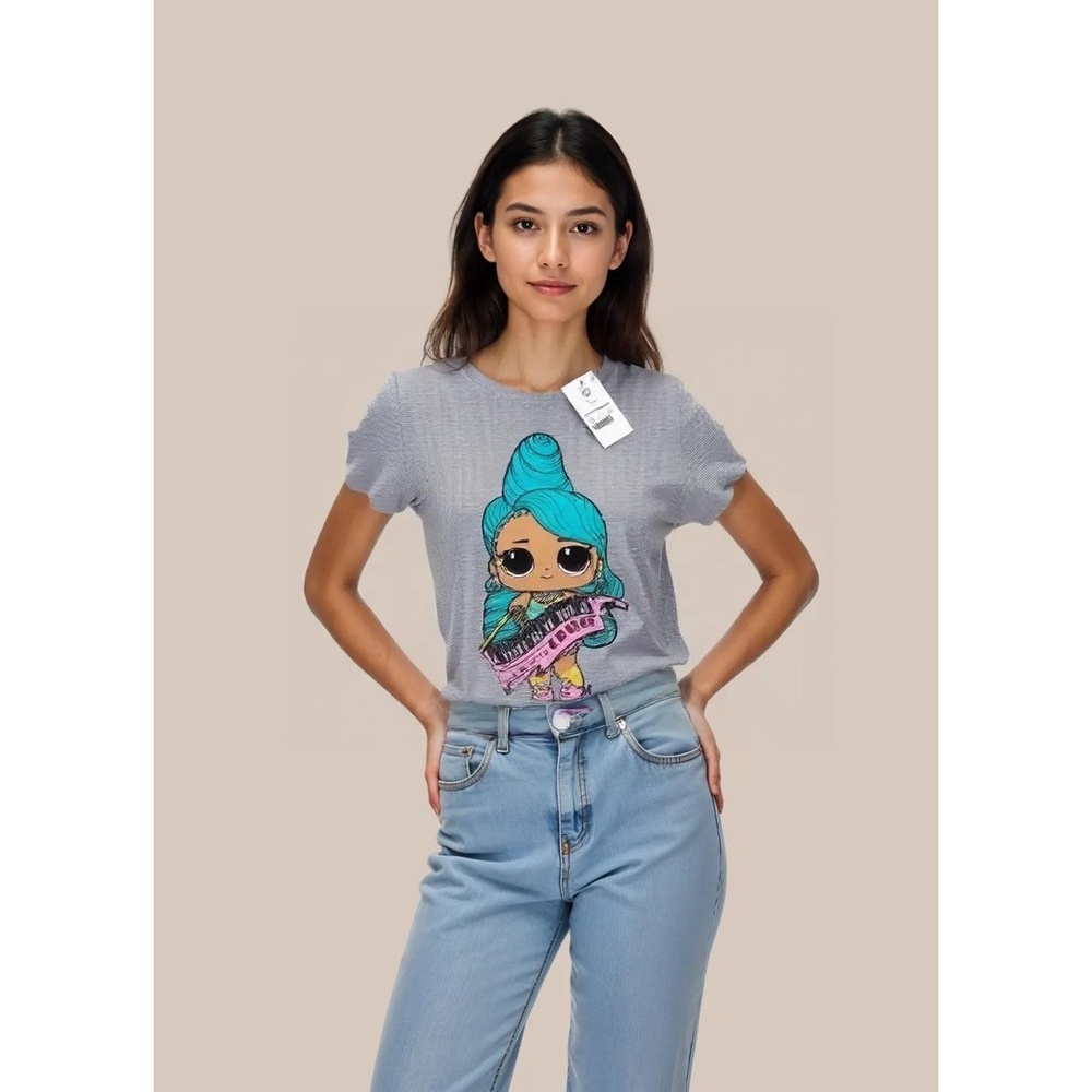 LOL Surprise T-Shirt Girls Grey Graphic Tee Playful Fun Size XL 14/16